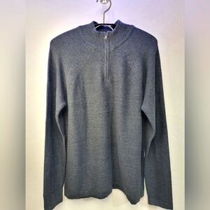 Flag and Anthem Dark Gray 1/4 Zip Mock Neck Long Sleeve Mens Size Small Pull…
